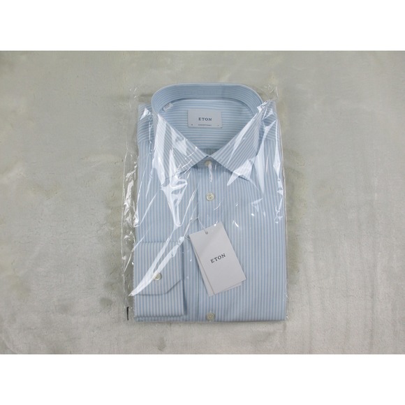 NEW Eton Dress Shirt Mens 43 17 XL Blue Organic Cotton Contemporary Fit Business - Picture 1 of 13